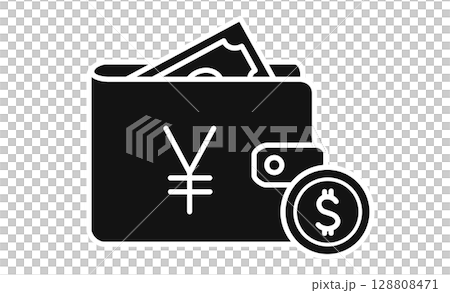 Money saving icon with wallet and currency symbol Money saving icon with wallet and currency symbol 128808471