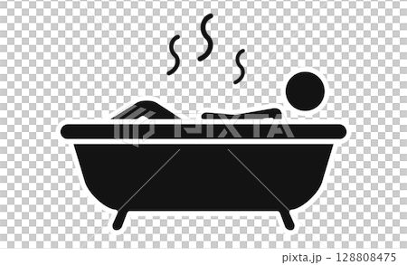 湯船でリラックスするセルフケアイラスト 128808475