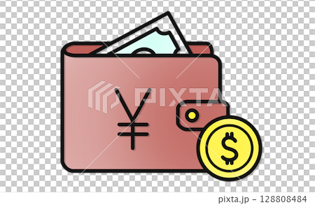 帶有錢包和貨幣符號的省錢圖標 帶有錢包和貨幣符號的省錢圖標 128808484