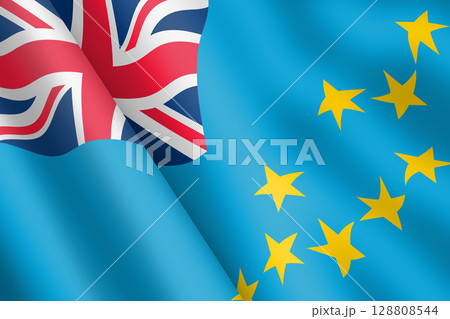 Tuvalu waving flag 3d illustration 128808544