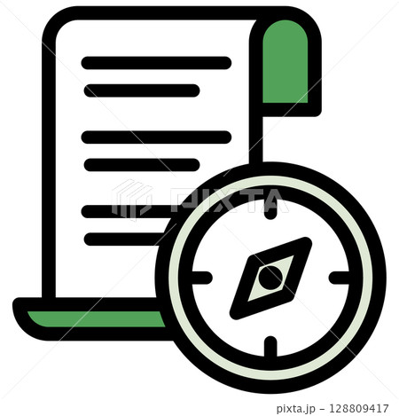 イラストアイコン素材：方位磁針ドキュメントファイル157 128809417