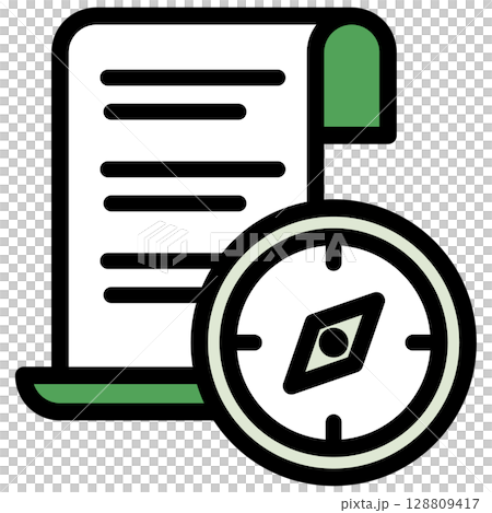 イラストアイコン素材：方位磁針ドキュメントファイル157 128809417
