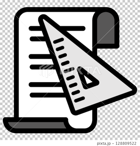 插圖圖示素材：三角尺檔013 128809522