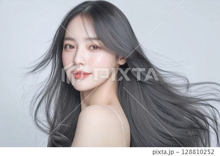 ロングヘアの美人女性・トリートメント「AI生成画像」 128810252