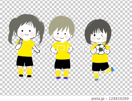 サッカークラブの子ども黄男女 サッカークラブの子ども黄男女 128810269