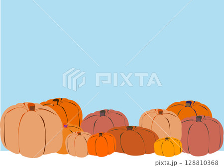 シンプルなハロウィンの装飾フレーム・ブルー背景 128810368