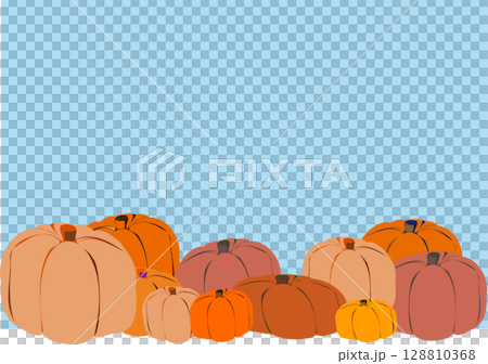 シンプルなハロウィンの装飾フレーム・ブルー背景 128810368