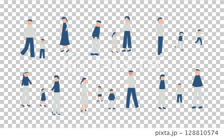 一組家庭度過秋天的插圖 128810574