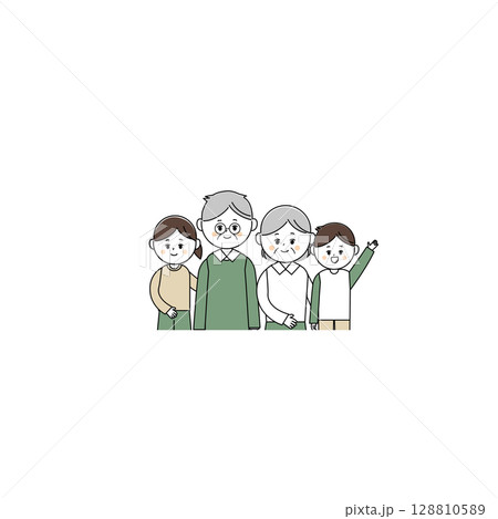 祖父母と孫のイラスト 祖父母と孫のイラスト 128810589
