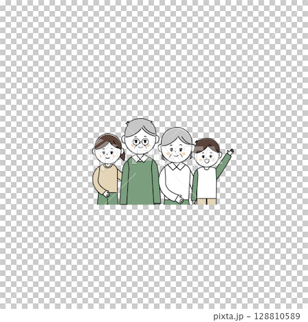 祖父母と孫のイラスト 祖父母と孫のイラスト 128810589