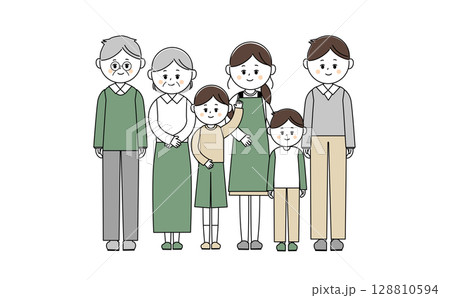 幸せな三世代家族のイラスト 128810594