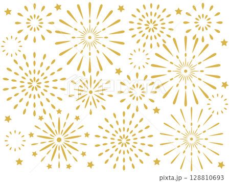 金色のイメージの花火の壁紙のイラスト 128810693