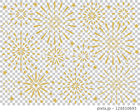 金色のイメージの花火の壁紙のイラスト 128810693