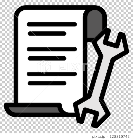 Illustration icon material: Spanner document file 064 128810742