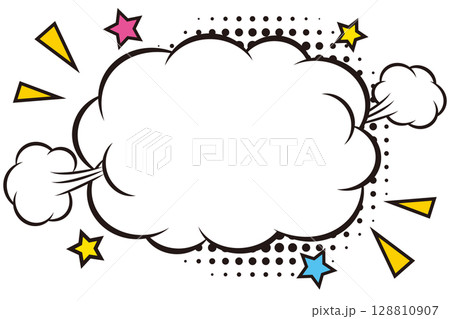 ポップなアメコミデザインの雲型ふきだし ポップなアメコミデザインの雲型ふきだし 128810907