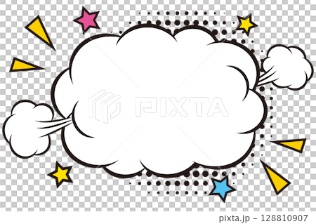 ポップなアメコミデザインの雲型ふきだし ポップなアメコミデザインの雲型ふきだし 128810907