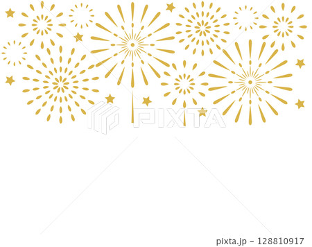 金色イメージの花火のイラストのカード 128810917