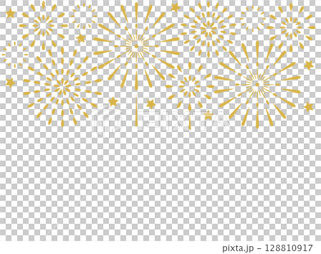 金色イメージの花火のイラストのカード 128810917