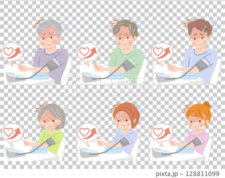 家庭測量血壓的插圖集 家庭測量血壓的插圖集 128811099