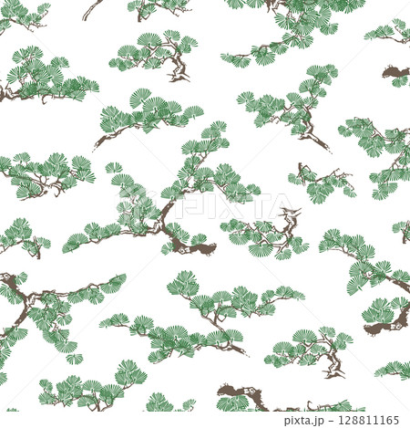テキスタイル背景に最適な和調の松柄, 128811165