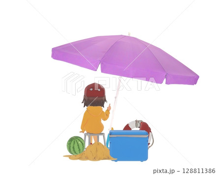 夏の海水浴で海を眺めている感じの女性 夏の海水浴で海を眺めている感じの女性 128811386