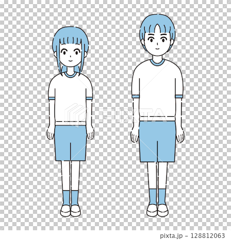 Set of illustrations of people wearing gym clothes 2 128812063