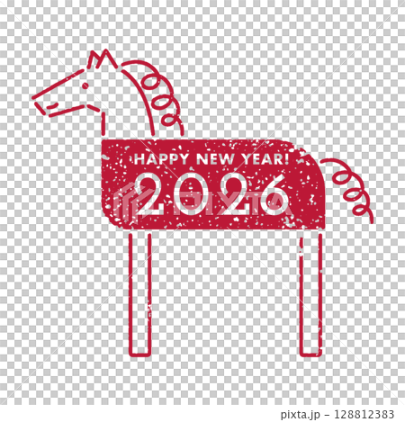 新年賀卡！馬年吉祥圖案的賀年圖 128812383