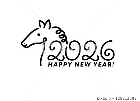 午年・年賀状に最適！馬のイラスト素材 128812388