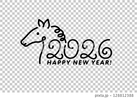 午年・年賀状に最適！馬のイラスト素材 128812388