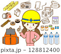 防災グッズ紹介する女性 128812400