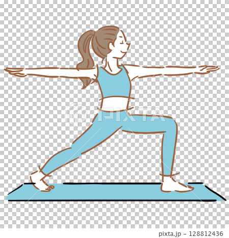 女人做瑜珈姿勢簡單插圖 128812436