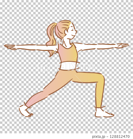 女人做瑜珈姿勢簡單插圖 128812470