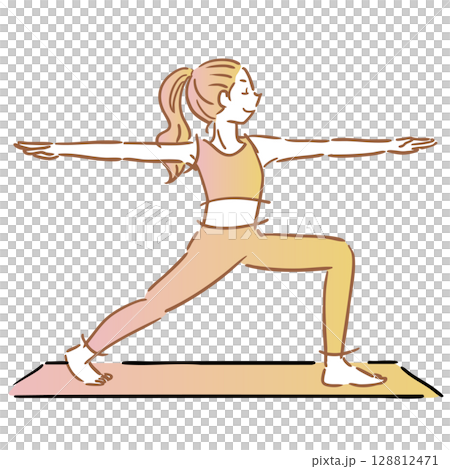 ヨガのポーズをする女性 シンプルイラスト ヨガのポーズをする女性 シンプルイラスト 128812471