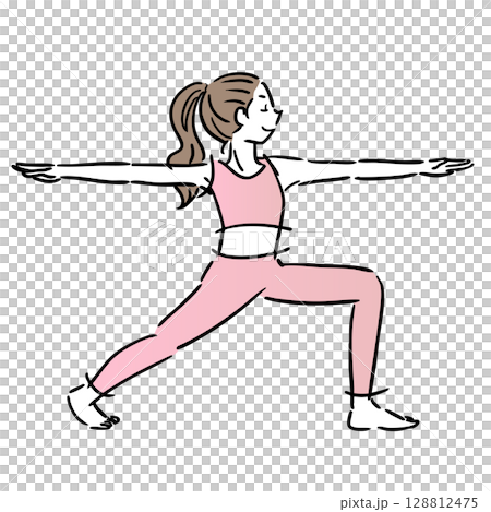 女人做瑜珈姿勢簡單插圖 128812475