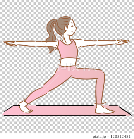 女人做瑜珈姿勢簡單插圖 128812481