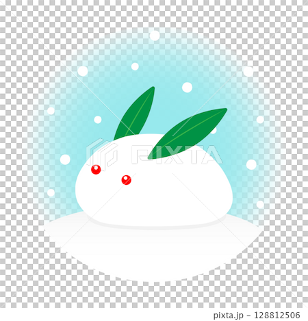 雪和雪兔的可愛插畫素材 雪和雪兔的可愛插畫素材 128812506