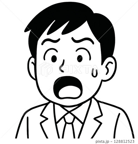 表情素材｜驚くサラリーマン　白バック　Generative AI 128812523