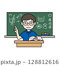 学校生活_理科の授業をする先生_ポロシャツ 128812616