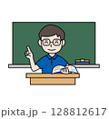 学校生活_授業をする先生_ポロシャツ 128812617