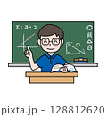 学校生活_数学の授業をする先生_ポロシャツ 128812620