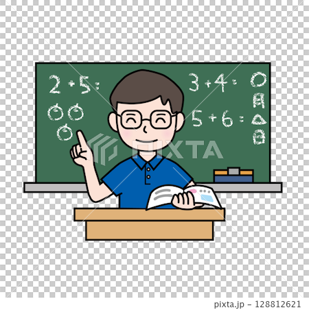 學校生活_老師上數學課_Polo衫 128812621