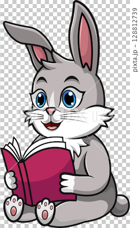 cartoon rabbit reading a book cartoon rabbit reading a book 128812739