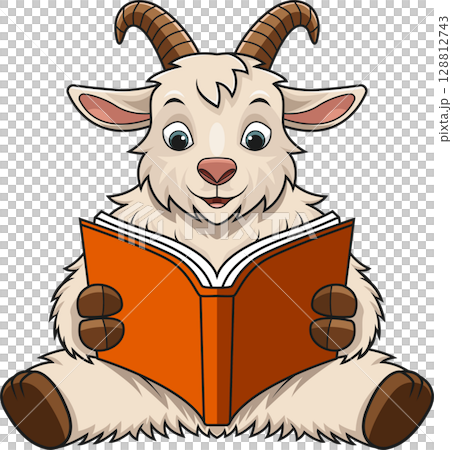 Cartoon sheep reading a book 128812743
