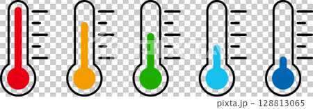 Thermometer icon set. Temperature level indicator symbols. Color Thermometer icon set. Temperature level indicator symbols. Color 128813065