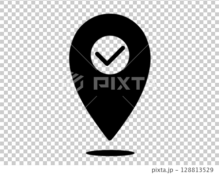 檢查點圖釘圖標，簡潔黑色 128813529