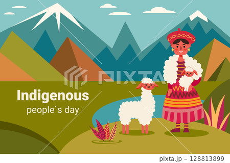 Andes women traditional culture illustration 128813899