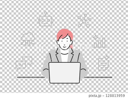 A businesswoman who uses AI in her work 128813959