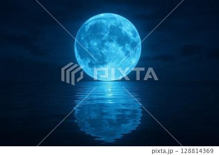 海面に浮かぶ月 128814369