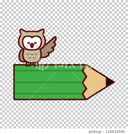 Owl and pencil 128814500