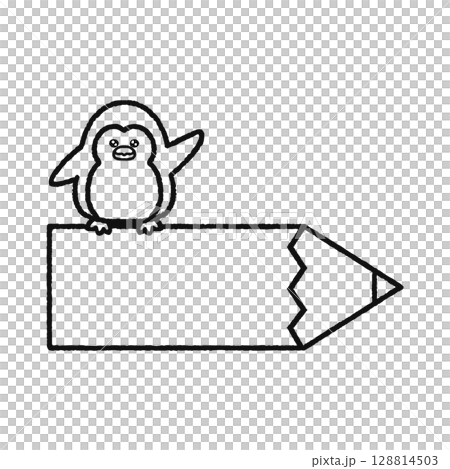 ペンギンと鉛筆 線画 ペンギンと鉛筆 線画 128814503